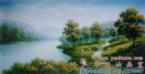 白桦林油画风景